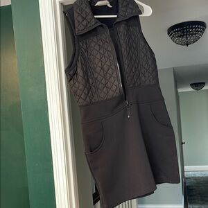Athleta Black Quilted Apres ski Mini Dress
